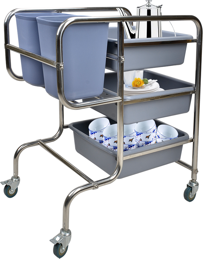 Round Tude Stainless Steel Collecting Cart